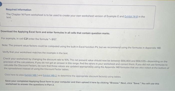  Required information The Chapter 14 Form worksheet is to be used