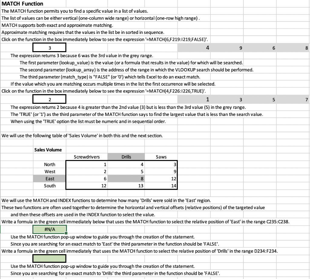  9 6 8 MATCH Function The MATCH function permits you to