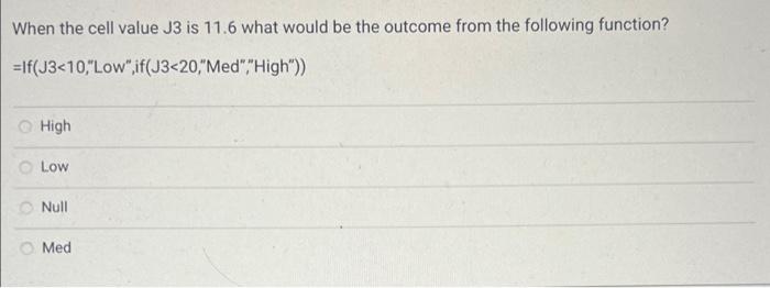 When the cell value J3 is 11.6 what would be the