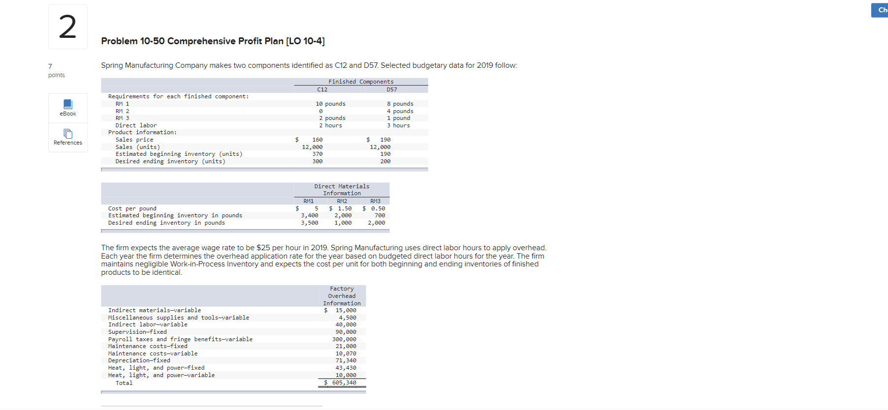  I ONLY NEED # 6,7,8 Ch 2 Problem 10-50 Comprehensive Profit