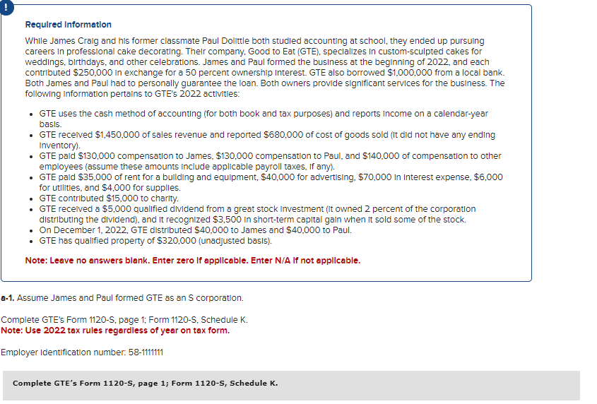  Required Information Form 1120-S page 1. Form 1120-S Schedule K. Form