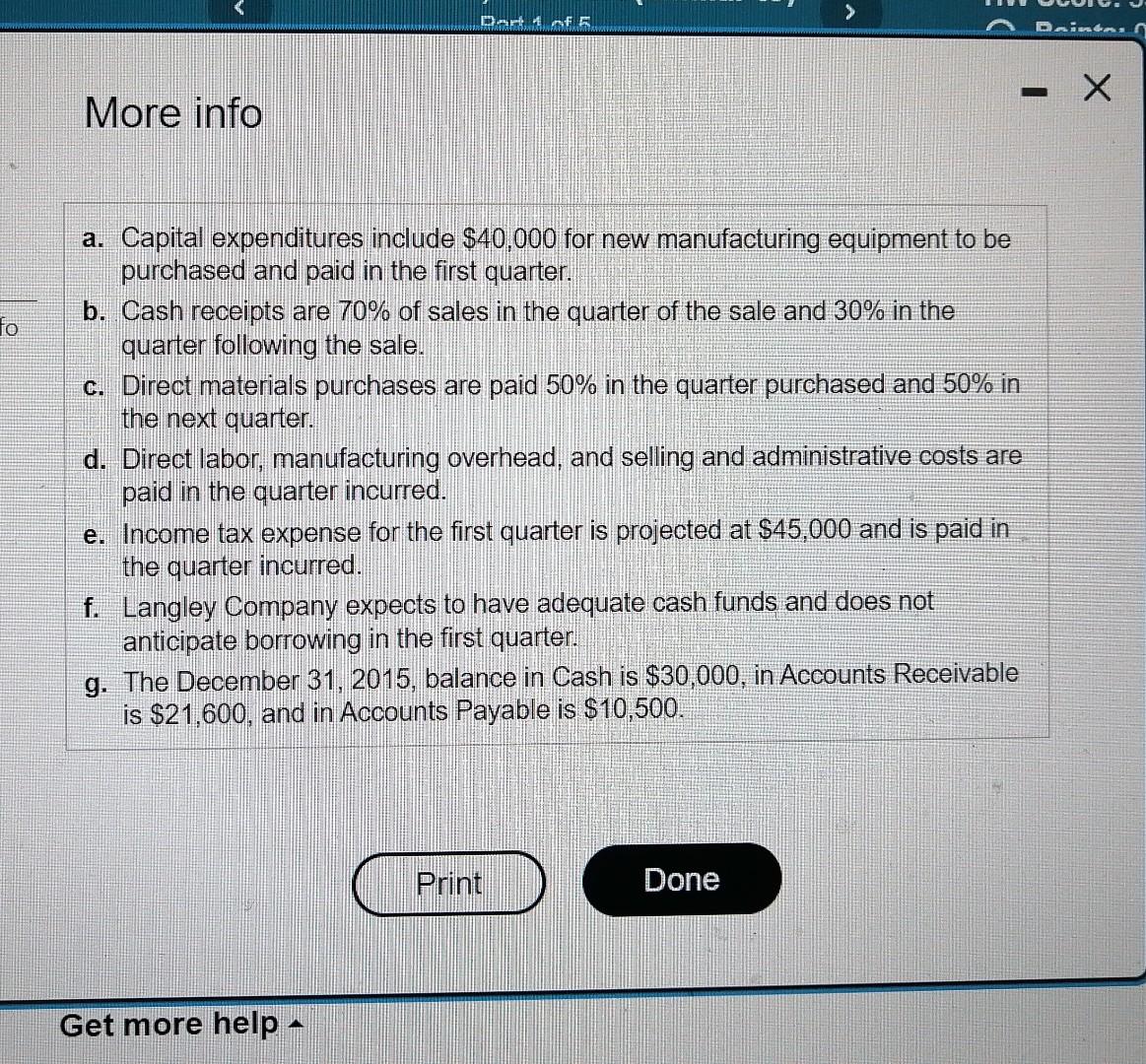 a. Capital expenditures include $40,000 for new manufacturing equipment to be purchased