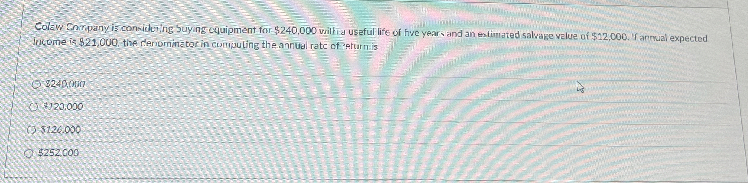  income is $21,000, the denominator in computing the annual rate of