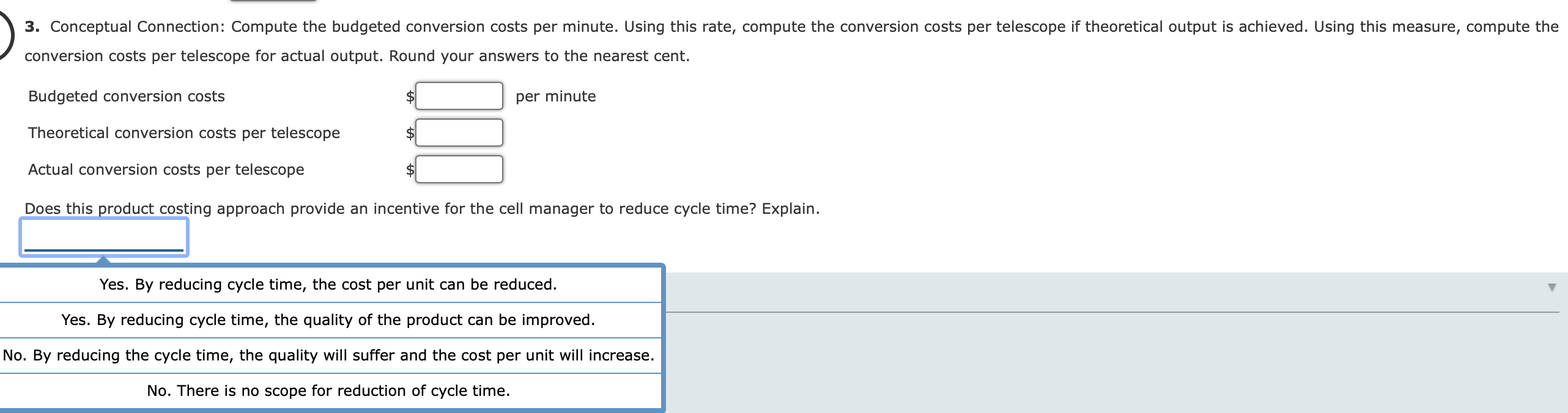 write answers, show your work. Cycle Time, Velocity, Product Costing Goldman Company