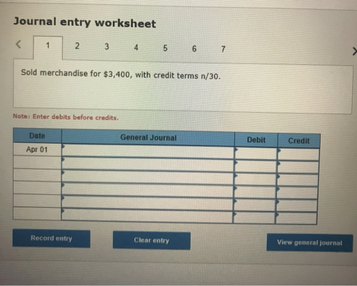  Journal entry worksheet