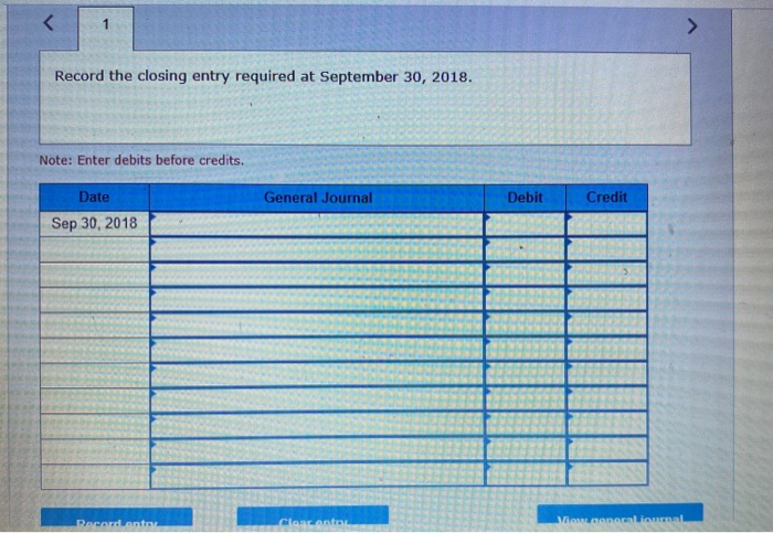 30, 2018. Note: Enter debits before credits. Date General Journal Debit Credit