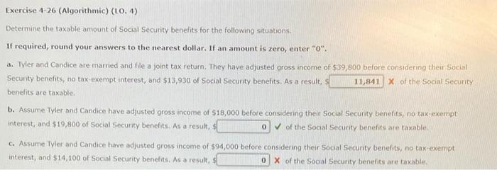 A & C please! Exercise 4 26 (Algorithmic) (LO. 4) Determine the