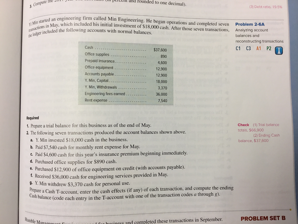 l peitent and rounded to one decimal) 3Compute the (3) Debt