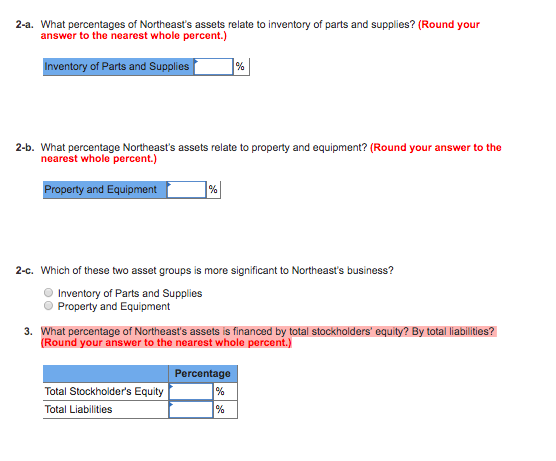 as a percentage of total assets. (Round your answers to the nearest
