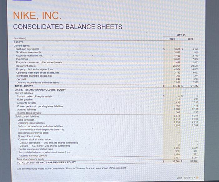 c. $5,727 O d. $4,463. Table of Contents NIKE, INC. CONSOLIDATED STATEMENTS