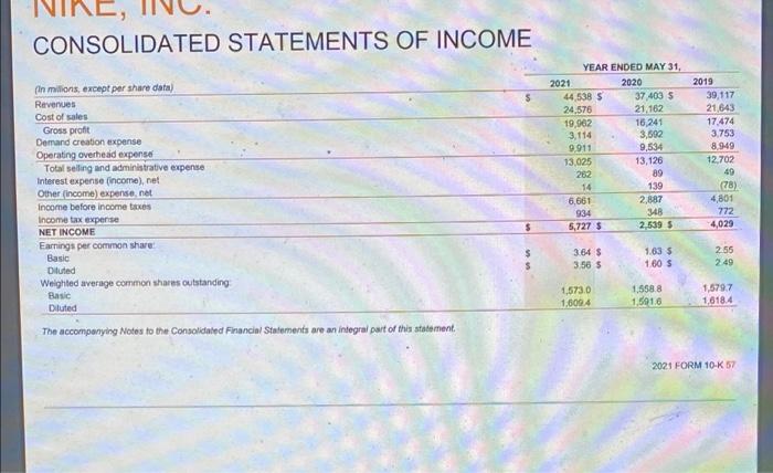 much did Nike's revenues and gains exceed its expenses and losses during