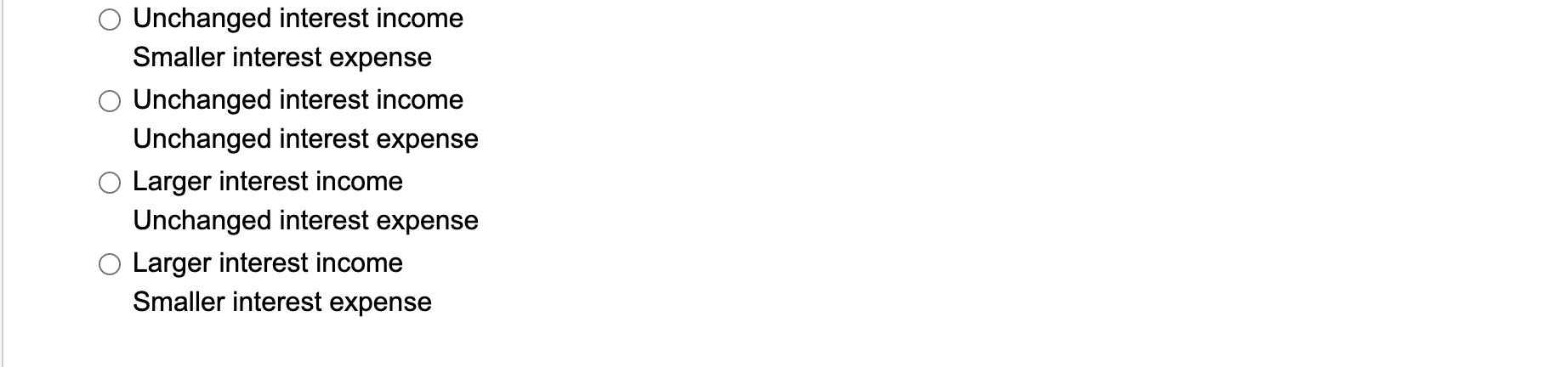 Suppose that short-term interest rates decrease next year. Which of the following