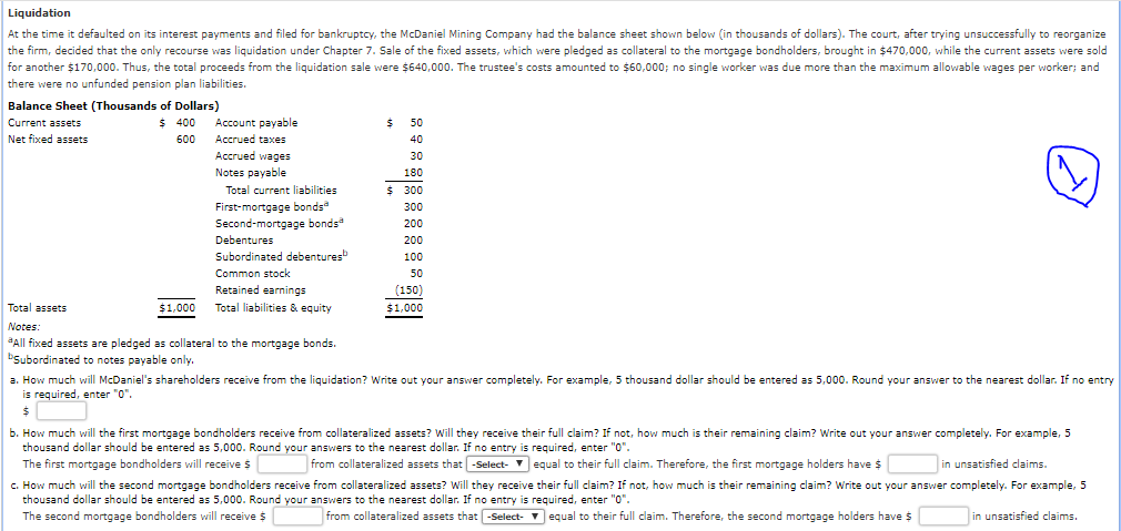 please answer this one Liquidation At the time it defaulted on its