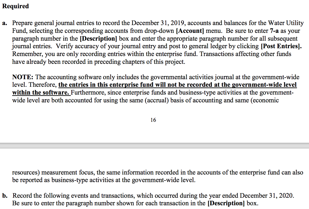 9-15. Chapter 7 Recording Transactions Affecting the Enterprise Fund and Business-Type Activities