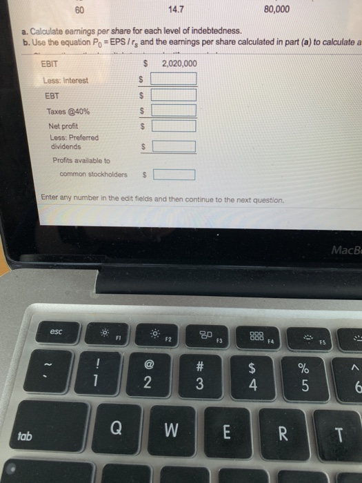 the number of shares of common stock for various levels of indebtedness,