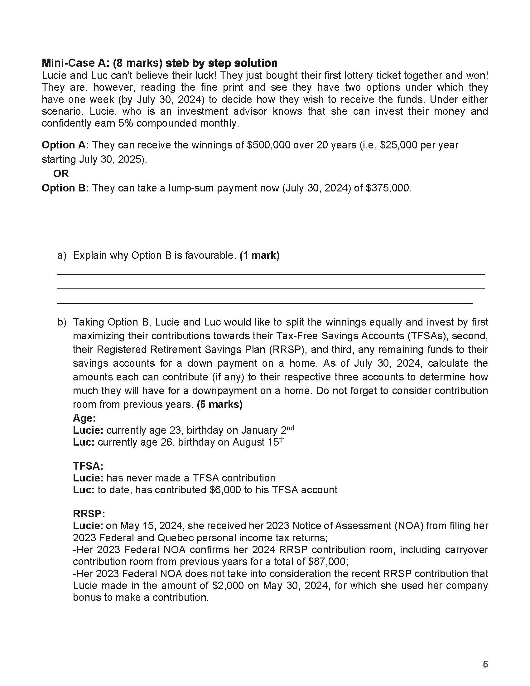  Mini-Case A: step by step solution Lucie and Luc can't believe
