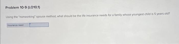  Using the "nonworking" spouse method, what should be the life insurance