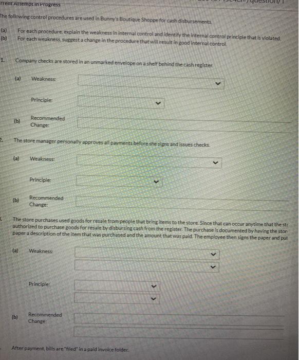 used at Torres Company for over-the-counter cash receipts. (a) For each procedure.