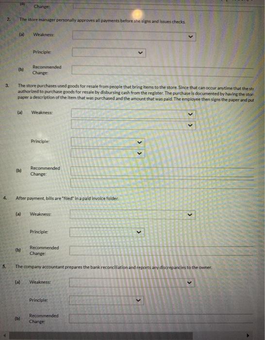 explain the weakness in internal control, and identify the control principle that