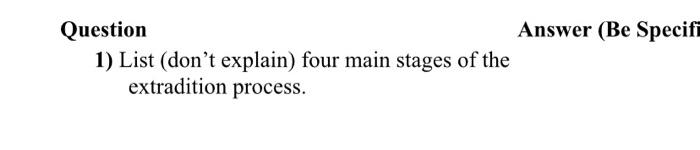 Question Answer (Be Specift 1) List (don't explain) four main stages