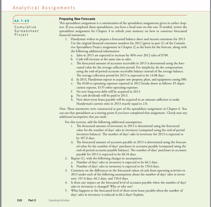 Please help me with question 7-45 as soon as possible Analytical Assignments