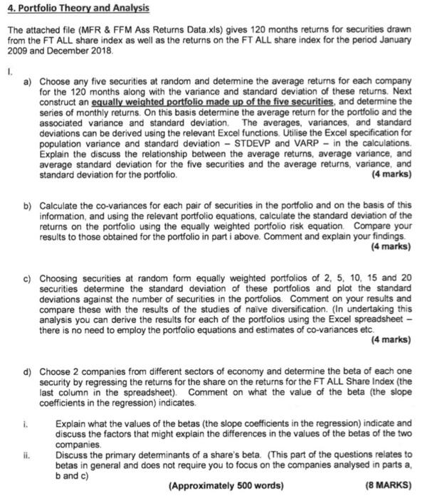  Monthly Return Data for a sample of companies drawn from the