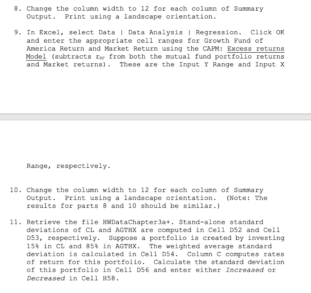 3.5a through 3.5d in the textbook 2. Retrieve the file HWDataChapter3a. The