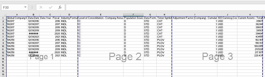 the data from WRDS, students must fill in the two tables below.