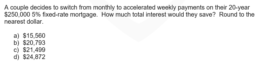 A couple decides to switch from monthly to accelerated weekly payments