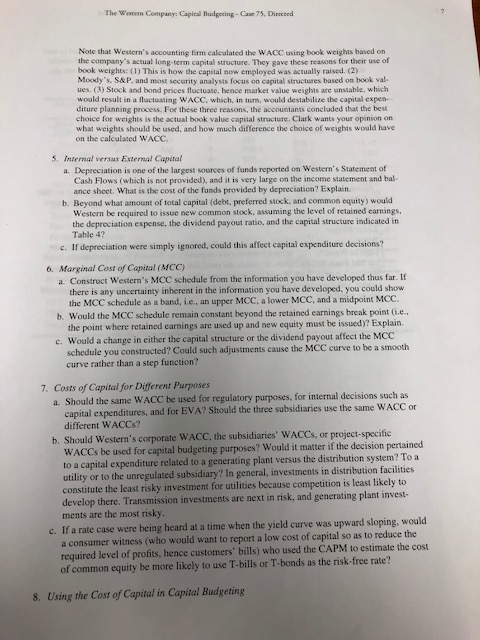 Capital Budgeting Directed Western is a holding company which owns tworegulated utilities