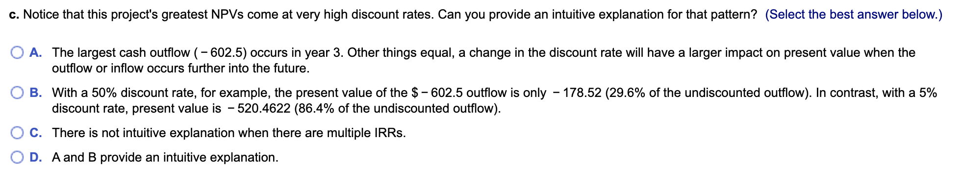 at each of the following discount rates: 0%, 5%, 10%, 20%, 30%,