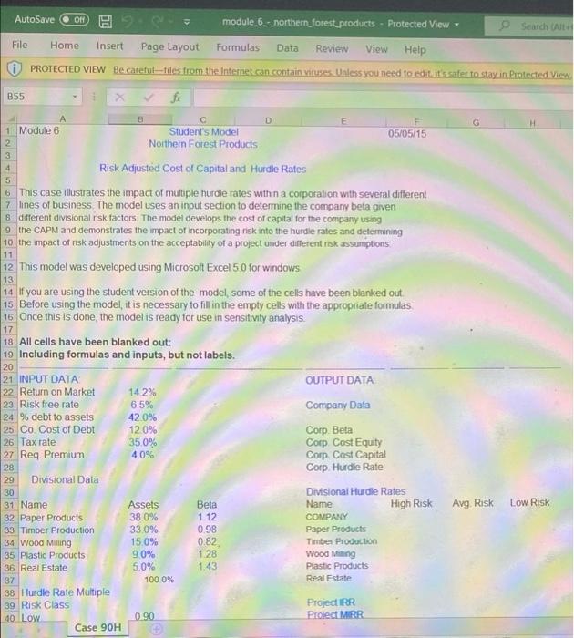 Finance excel problem Please just fill out tbe OUTPUT data side ,