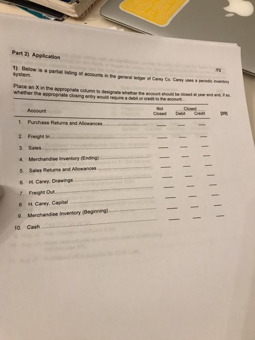  Part 2) Application 172 1) Below is a partial listing of