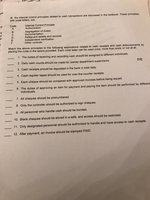 Inventory system Place an X in the appropriate column to designate whether