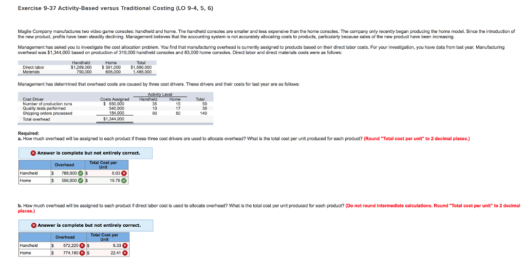  Just need help with part B please. Exercise 9-37 Activity-Based versus