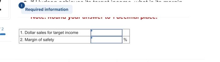 Hudson has a target income of $158,000. What amount of sales (in