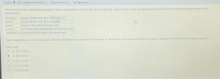  Question 8 Not changed since last attempt Marked out of 1.00