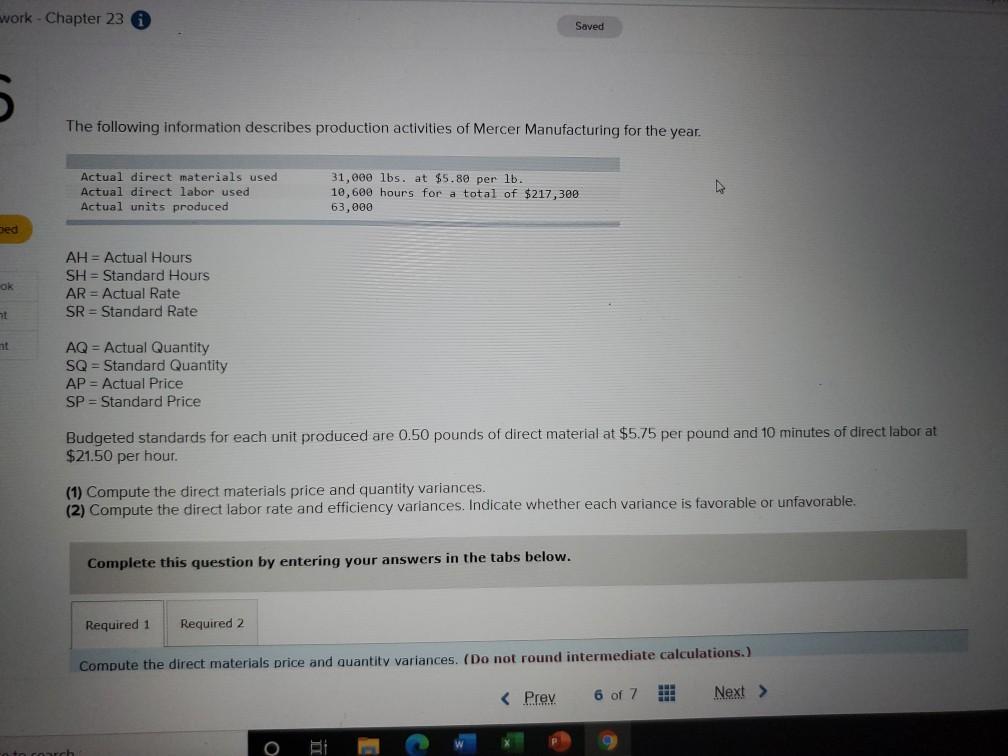  work - Chapter 23 Saved The following information describes production activities