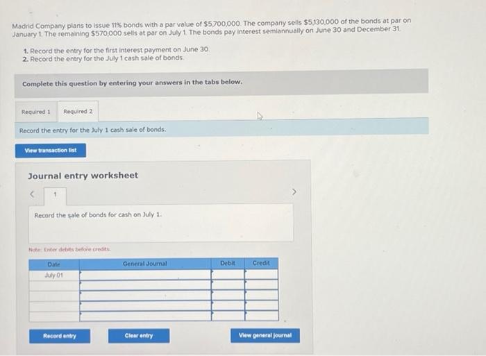 par value of $5,700,000 The compary sells $5,130,000 of the bonds at