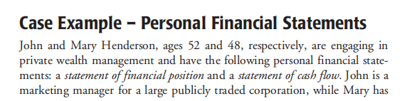  Case Example - Personal Financial Statements John and Mary Henderson, ages