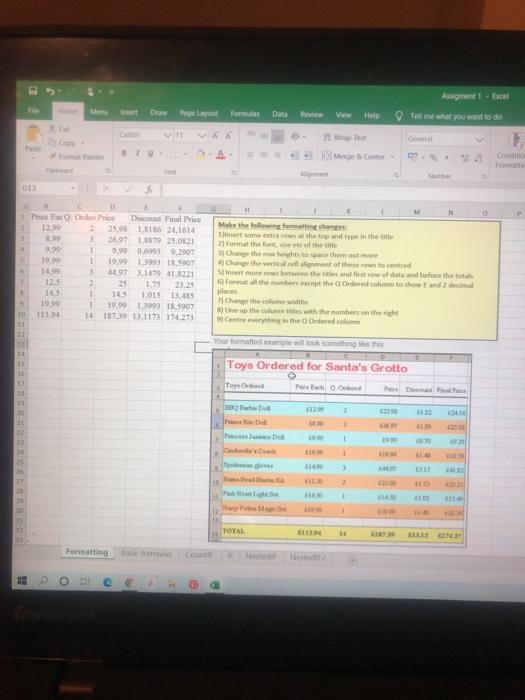  Assigment - Excel Claw Page Layout Formas Data View Help Tell