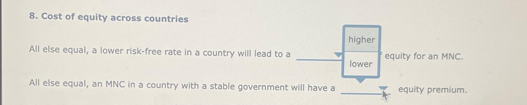  Cost of equity across countries 