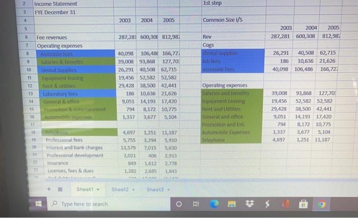  just need analysis completedd 2 1st step Income Statement FYE December