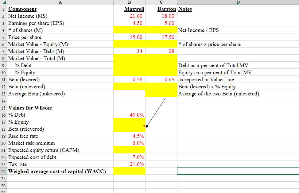 PLease provide formulas for the yellow fields 