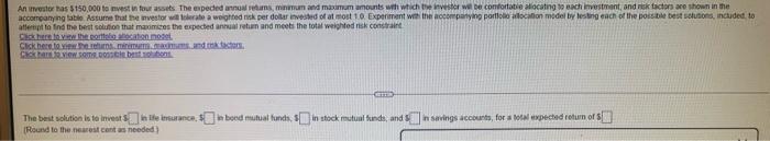 Model 2 3 Data 4 Annual 5 Investment return 6 Life Insurance