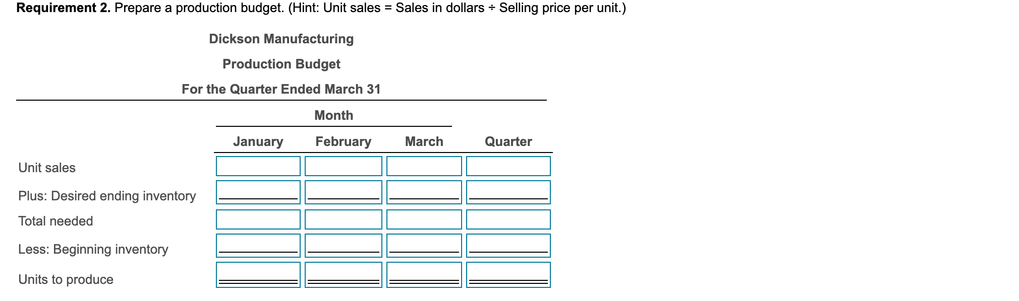 are budgeted to be as follows: Data Table Current Assets as of