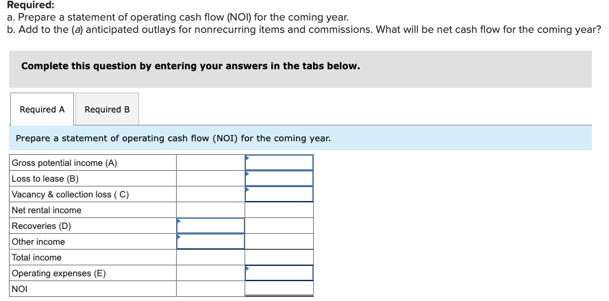 cash flow for the coming year for Autumn Seasons, a 200-unit suburban