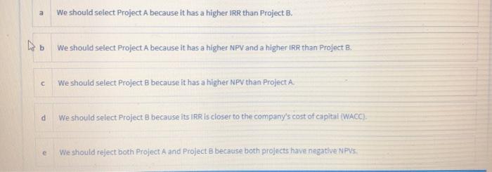 cash-flows. We have to select only one project. When your company's cost