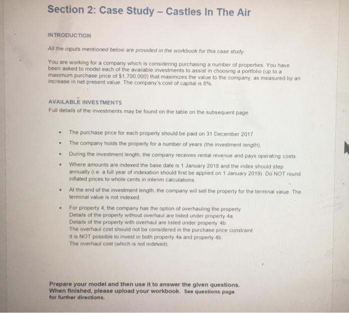  Section 2: Case Study - Castles In The Air INTRODUCTION All