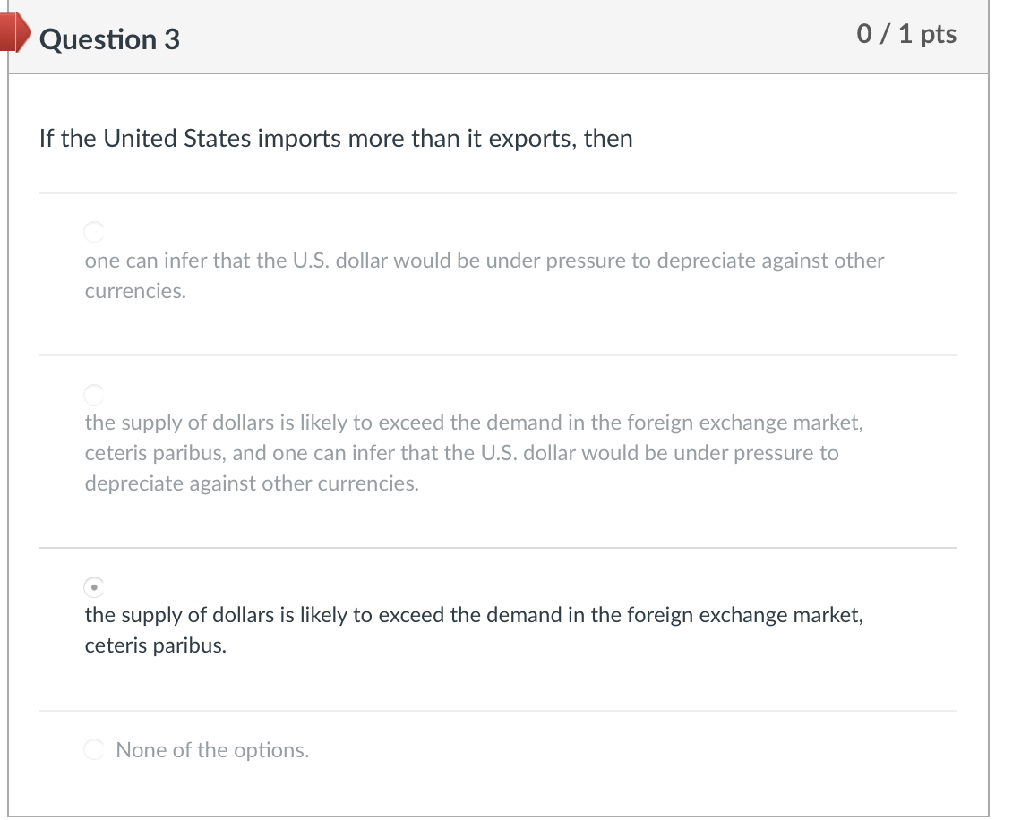 Answer ALL questions Question 3 0 / 1 pts If the United